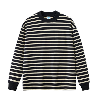 Camiseta Manga Larga de Algodón Puro con Rayas Contraste para Hombre - Image 15