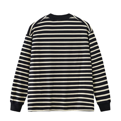 Camiseta Manga Larga de Algodón Puro con Rayas Contraste para Hombre - Image 16