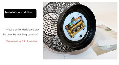 Lámpara de Escritorio Estilo Retro con Jaula de Pájaro Hueca - Luz Nocturna a Batería - Image 20