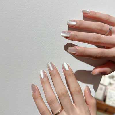 Uñas Postizas Efecto Ojo de Gato Moonlight Marrón y Blanco - Image 7