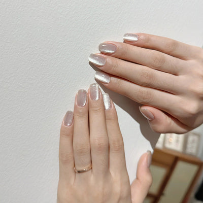 Uñas Postizas Efecto Ojo de Gato Moonlight Marrón y Blanco - Image 9