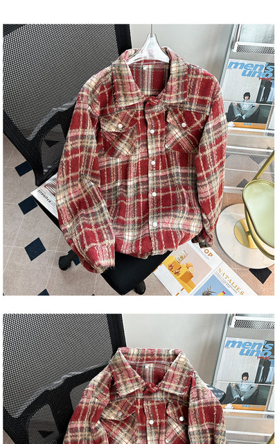 Chaqueta Camisa de Lana a Cuadros con Botones para Hombre - Image 20