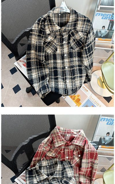 Chaqueta Camisa de Lana a Cuadros con Botones para Hombre - Image 21