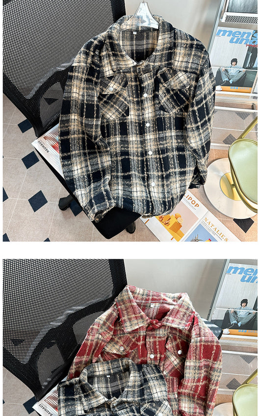 Chaqueta Camisa de Lana a Cuadros con Botones para Hombre - Image 21