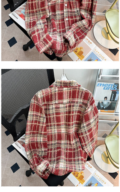 Chaqueta Camisa de Lana a Cuadros con Botones para Hombre - Image 22