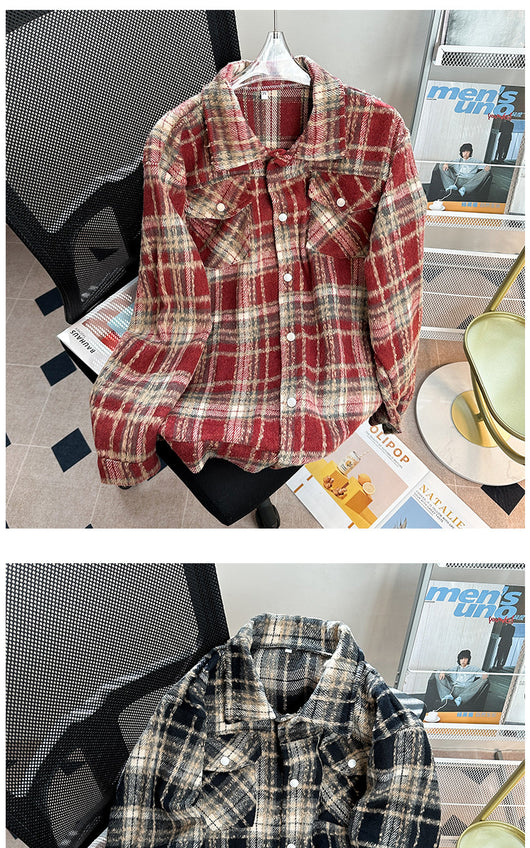 Chaqueta Camisa de Lana a Cuadros con Botones para Hombre - Image 23