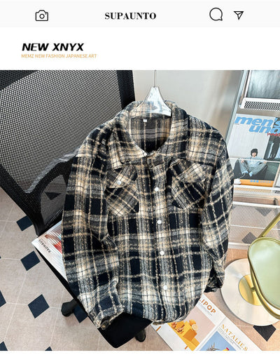 Chaqueta Camisa de Lana a Cuadros con Botones para Hombre - Image 24