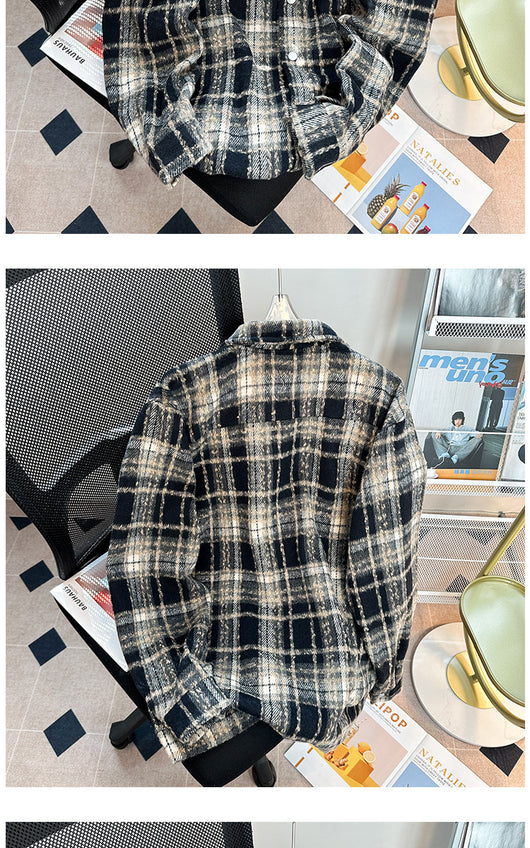 Chaqueta Camisa de Lana a Cuadros con Botones para Hombre - Image 25