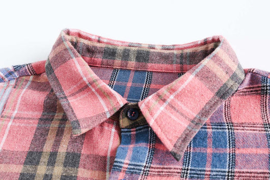 Camisa Cuadriculada Estilo Japonés con Detalles de Costura - Image 21