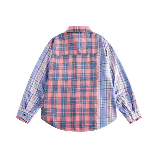 Camisa Cuadriculada Estilo Japonés con Detalles de Costura - Image 24