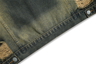 Chaqueta Denim con Cuello Alto y Detalles Rotos - Image 33