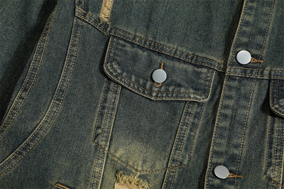 Chaqueta Denim con Cuello Alto y Detalles Rotos - Image 34