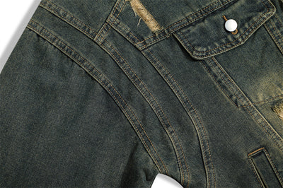 Chaqueta Denim con Cuello Alto y Detalles Rotos - Image 40