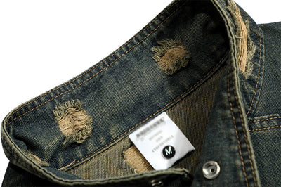 Chaqueta Denim con Cuello Alto y Detalles Rotos - Image 46