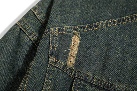 Chaqueta Denim con Cuello Alto y Detalles Rotos - Image 50