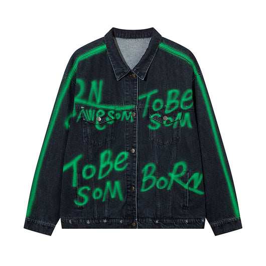 Chaqueta Denim Hip Hop con Letras Americanas Estampadas - Image 22
