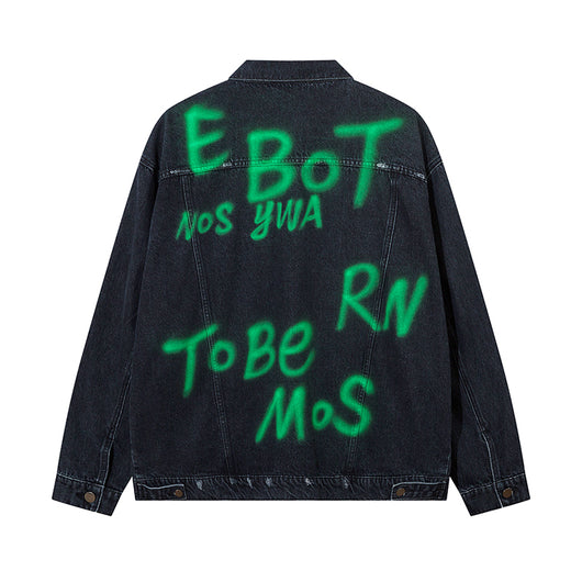 Chaqueta Denim Hip Hop con Letras Americanas Estampadas - Image 23