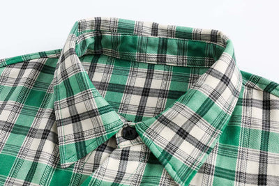 Camisa Cuadriculada Japonesa con Costuras Combinadas - Image 24