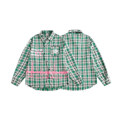 Camisa Cuadriculada Japonesa con Costuras Combinadas - Image 30