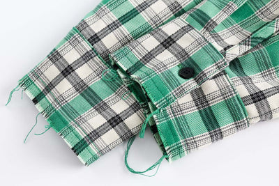 Camisa Cuadriculada Japonesa con Costuras Combinadas - Image 31