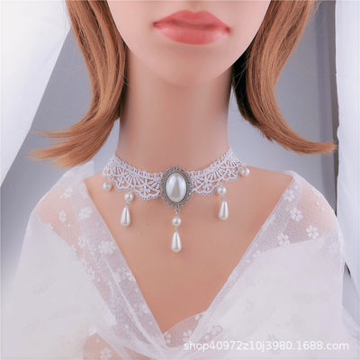 Collar Personalizado de Cristal Multicapa con Encaje y Cadena de Hueso - Image 7