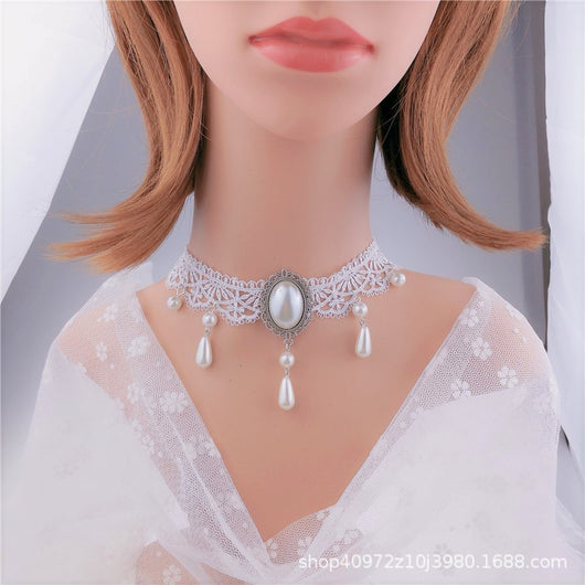 Collar Personalizado de Cristal Multicapa con Encaje y Cadena de Hueso - Image 7