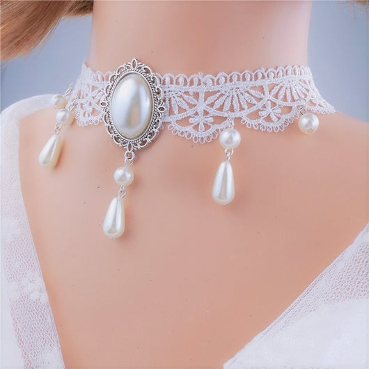 Collar Personalizado de Cristal Multicapa con Encaje y Cadena de Hueso - Image 9