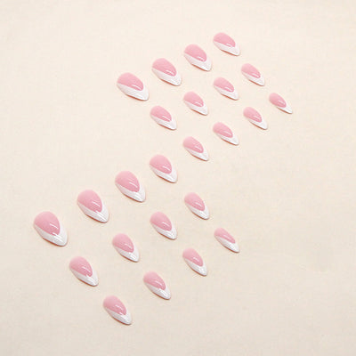 Uñas Postizas Francesas Blancas Almendra - Diseño Elegante Listo para Usar - Image 9