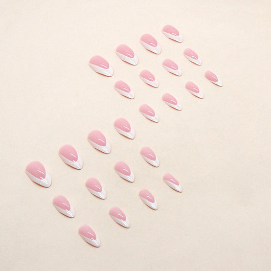 Uñas Postizas Francesas Blancas Almendra - Diseño Elegante Listo para Usar - Image 9