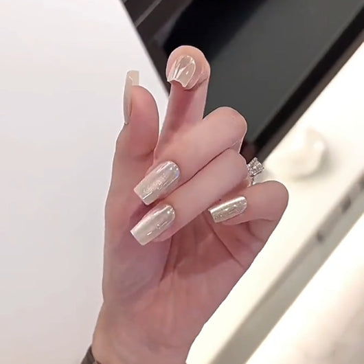 Uñas Postizas Efecto Ojo de Gato Moonlight Marrón y Blanco - Image 15