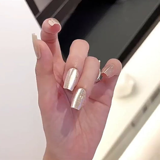 Uñas Postizas Efecto Ojo de Gato Moonlight Marrón y Blanco - Image 16