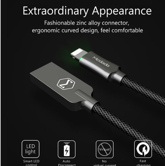 Cable de Carga Rápida con Apagado Inteligente en Aluminio Trenzado