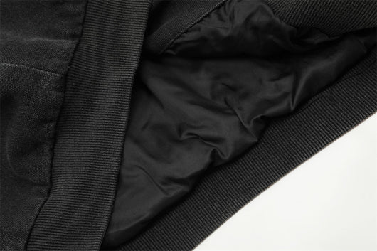 Chaqueta de Lona Retro con Cuello Solapa y Bordado de Alfabeto Americano - Image 42