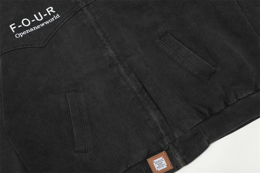 Chaqueta de Lona Retro con Cuello Solapa y Bordado de Alfabeto Americano - Image 47