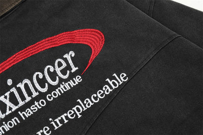 Chaqueta de Lona Retro con Cuello Solapa y Bordado de Alfabeto Americano - Image 48