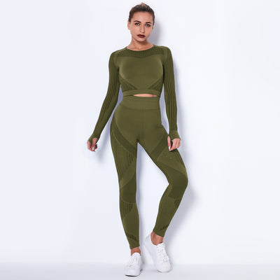 Conjunto de Yoga Absorbente sin Costuras con Manga Larga - Image 25