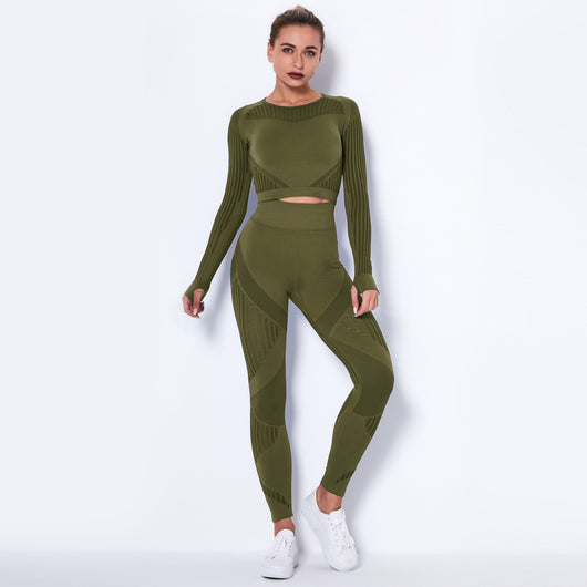 Conjunto de Yoga Absorbente sin Costuras con Manga Larga - Image 25