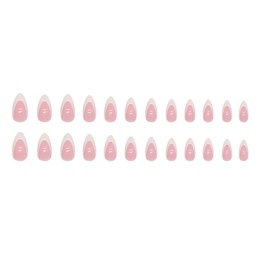 Uñas Postizas Francesas Blancas Almendra - Diseño Elegante Listo para Usar - Image 11