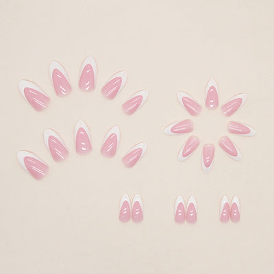 Uñas Postizas Francesas Blancas Almendra - Diseño Elegante Listo para Usar - Image 12