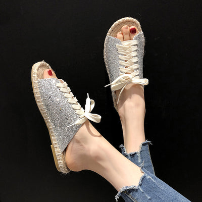 Sandalias y Pantuflas de Lino con Lentejuelas - Image 4