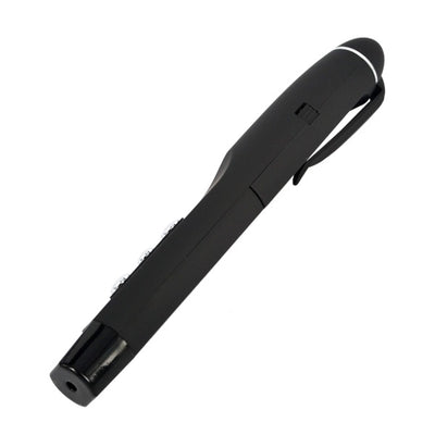Black wireless presentation remote with laser pointer, USB receiver, and a matching black carrying case. - Image 3