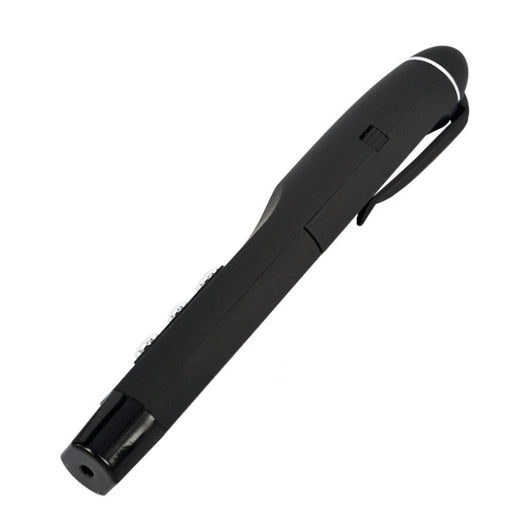 Black wireless presentation remote with laser pointer, USB receiver, and a matching black carrying case. - Image 3