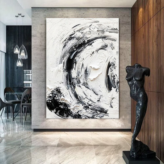 Cuadro Abstracto Moderno Pintura al Óleo Texturizada para Sala de Estar