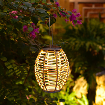 Lámpara Solar de Techo Tejida en Ratán para Jardín y Terraza - Image 14