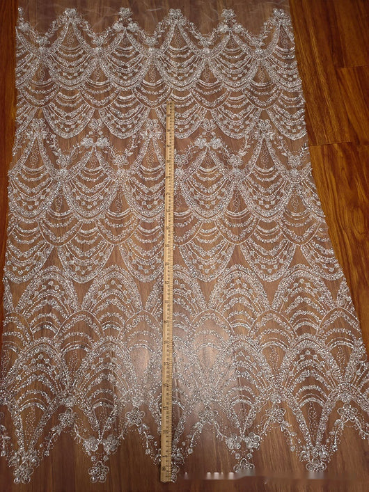 Vestido de Novia con Encaje de Lentejuelas y Perlas Efecto Onda - Image 12