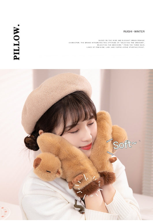 Guantes de Peluche Infantiles - Capibara y Pez Globo - Image 24
