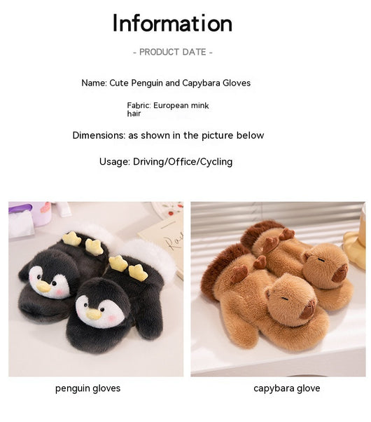 Guantes de Peluche Infantiles - Capibara y Pez Globo - Image 27