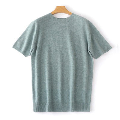 Suéter Tejido Manga Corta Hombre - Camiseta Casual Color Sólido - Image 16