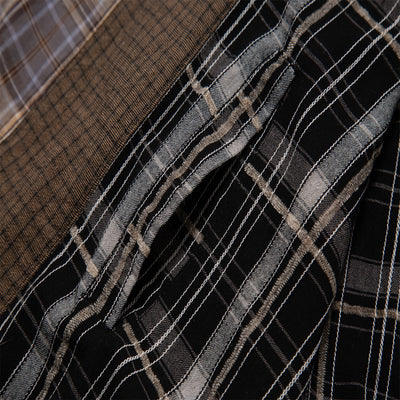 Camisa Casual de Cuadros Patchwork Retro para Hombre - Image 15