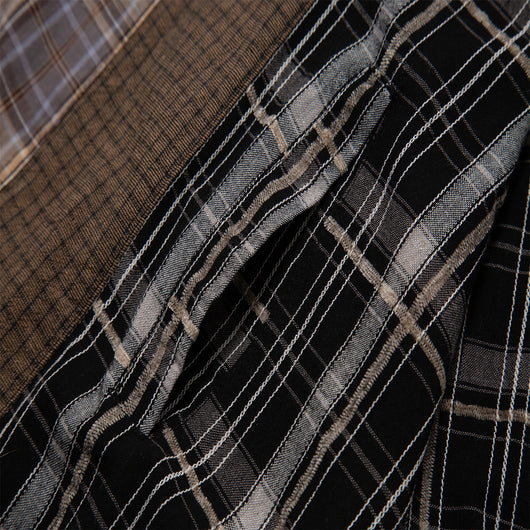 Camisa Casual de Cuadros Patchwork Retro para Hombre - Image 15